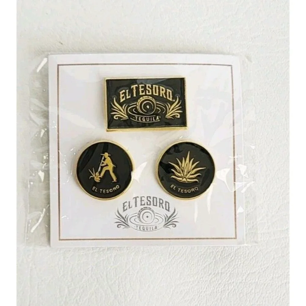 El Tesoro Tequila Gold Enamel Lapel Hat Pin Set *BRAND NEW* Lot Of 4 Sets